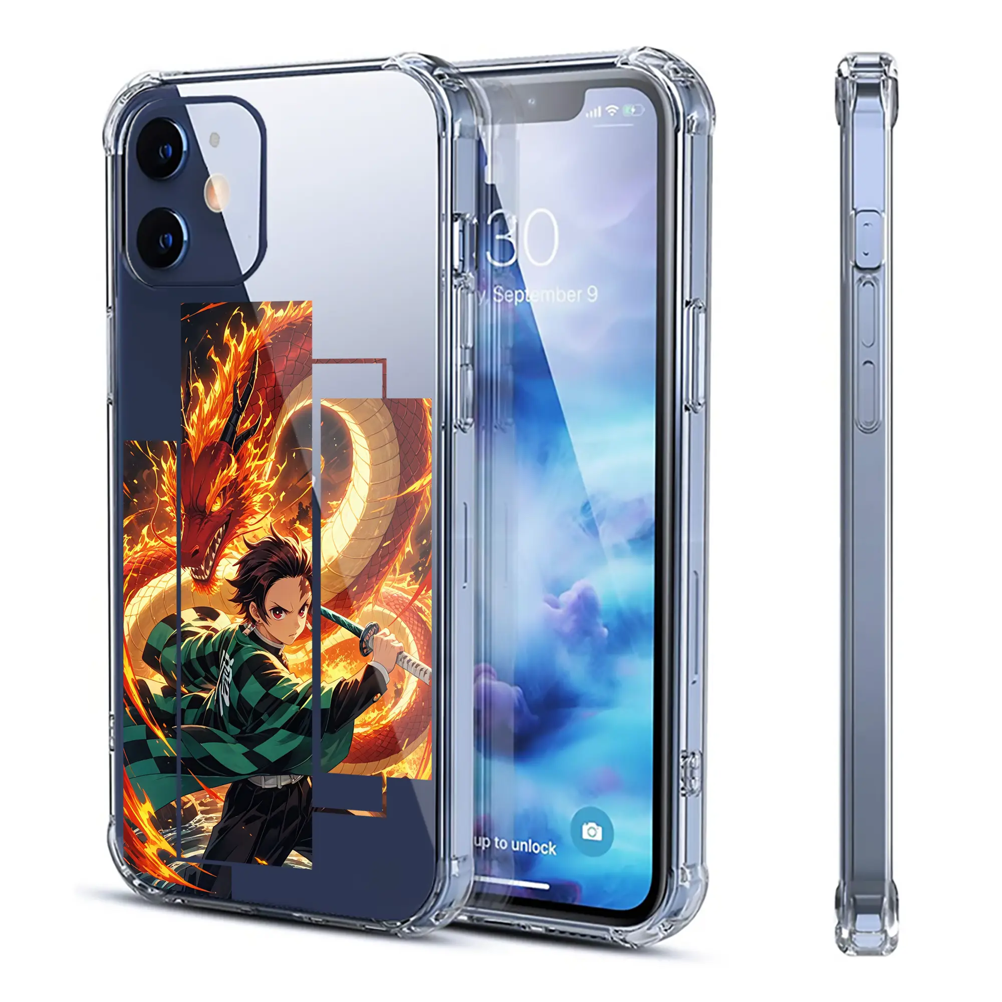 鬼滅の刃 グッズ,竈門 炭治郎 - IPhone 12シリーズ対応 ・ 透明スマホケース ・ クリアソフトケース ・ TPU素材 ・ 耐衝撃 ・ 高密着 ・ 防汚 防指紋 ・ 簡単着脱